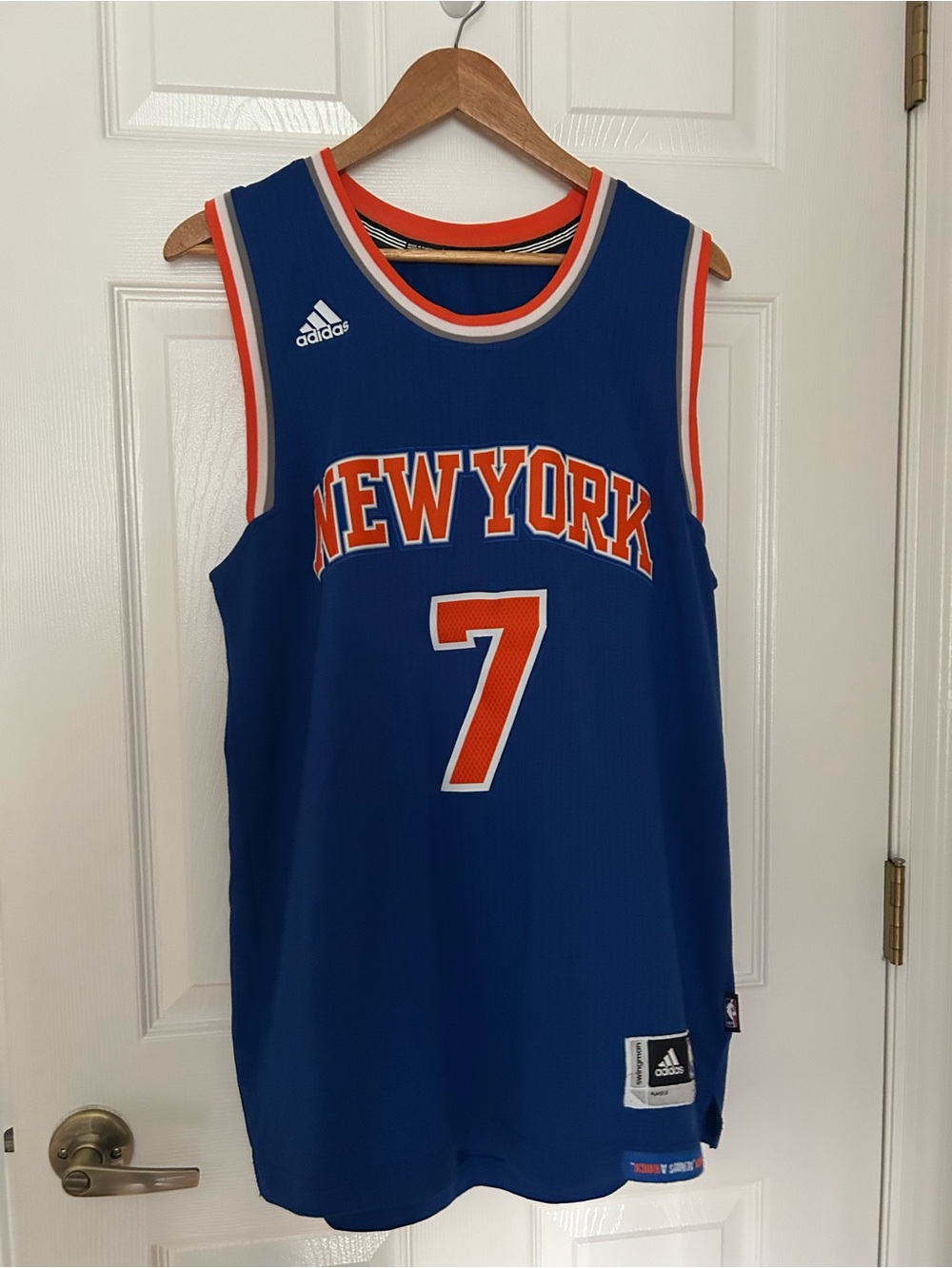 Carmelo Anthony adidas Blue and Orange New York Knicks #7 Basketball Jersey